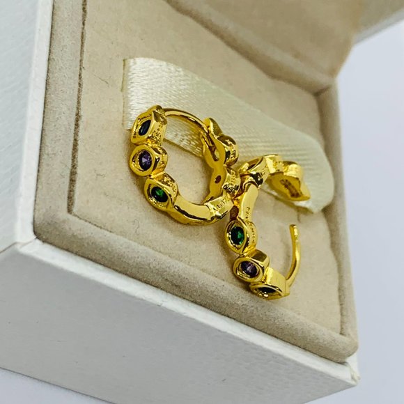 Pandora Marvel The Avengers Infinity Stones Hoop Earrings Gold - Picture 9 of 12